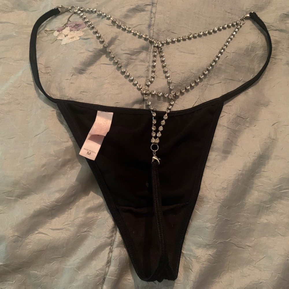 Victoria’s Secret rhinestone backed black thong
